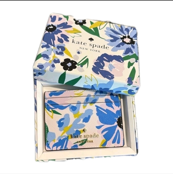 Kate Spade Blue and Yellow Floral Card Holder (NWT) - Picture 1 of 6